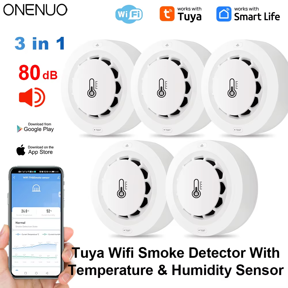 Tuya Wifi BT Two Connection Sm - Smoke Detector Interconnected ulasan dan harga