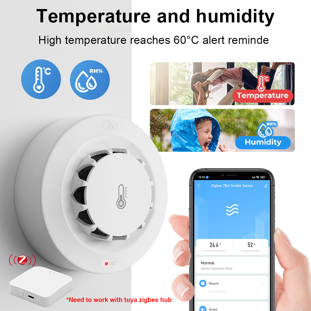 Tuya Zigbee BT Two Connection  - Smoke Detector Interconnected ulasan dan harga